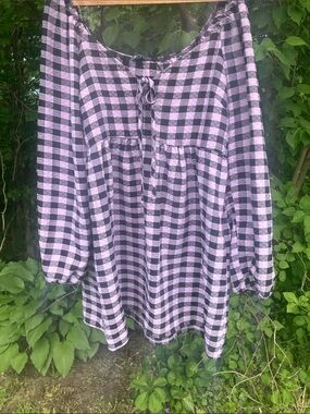 wild fable Lavender and Black Gingham High-Low Dress